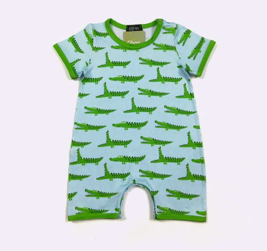 Gator Boy Print Romper Clover Cottage