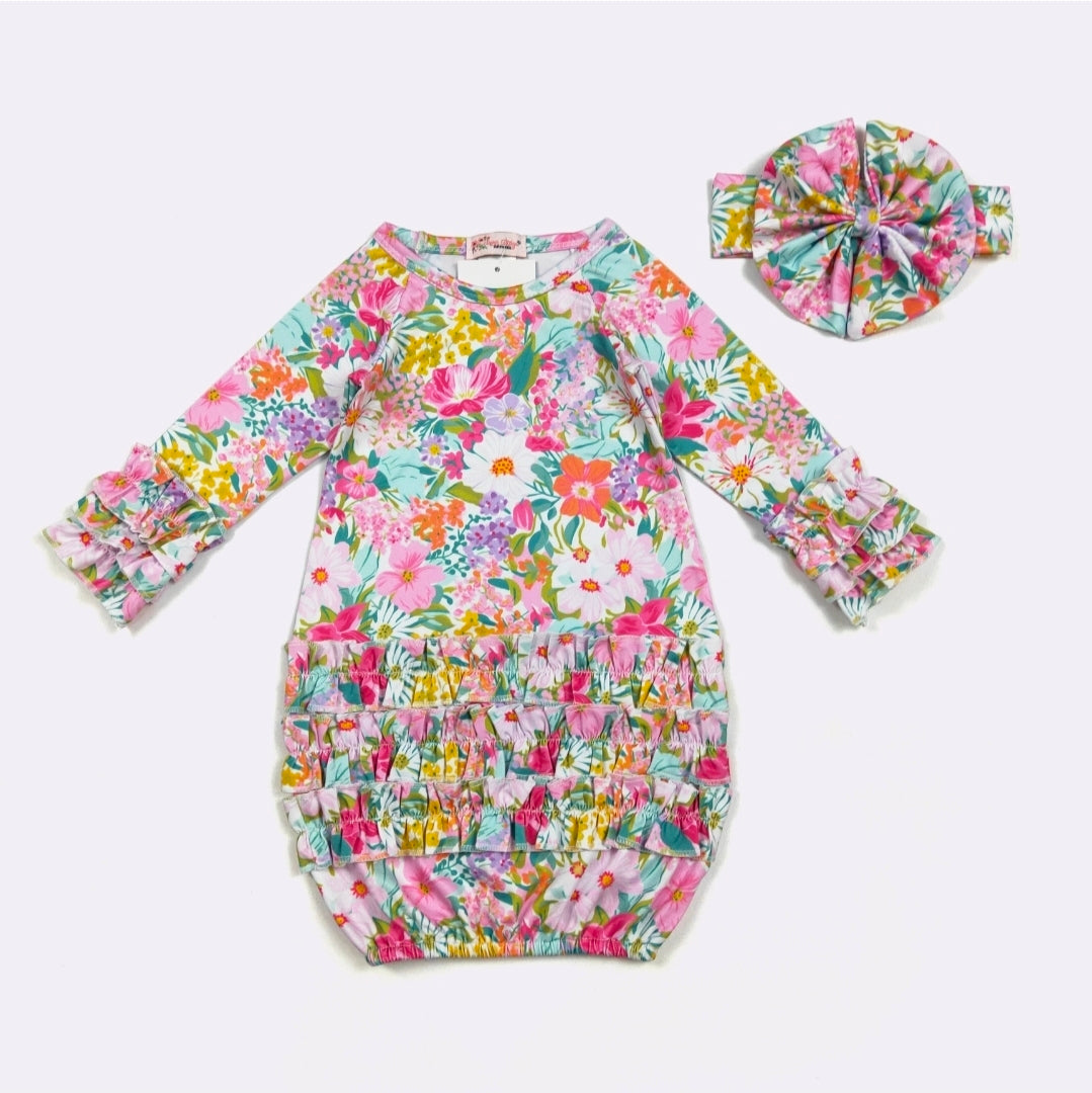 Newborn Baby Girl Gown Clover Cottage