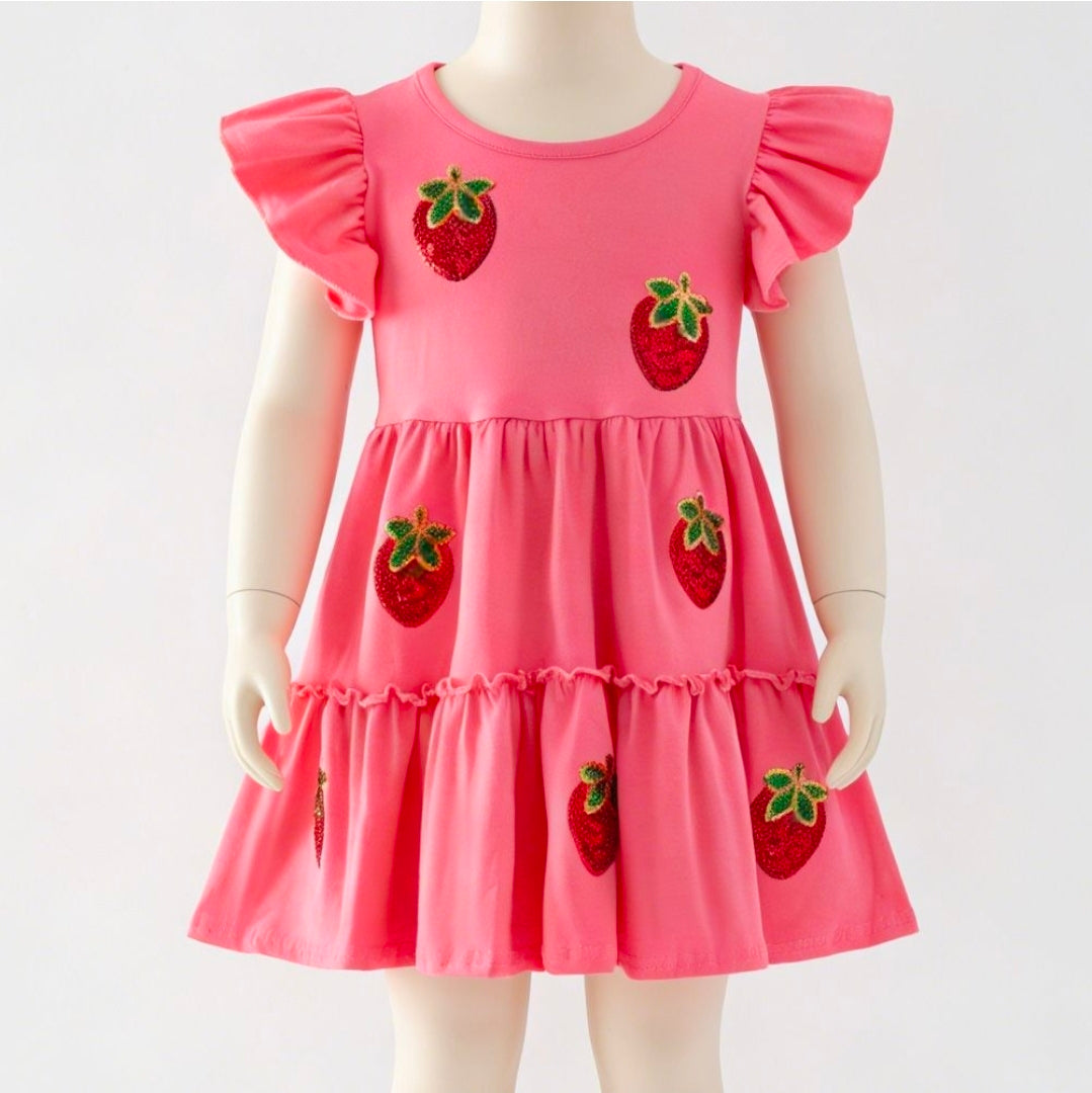 Strawberry Sequin Pink Dress Clover Cottage