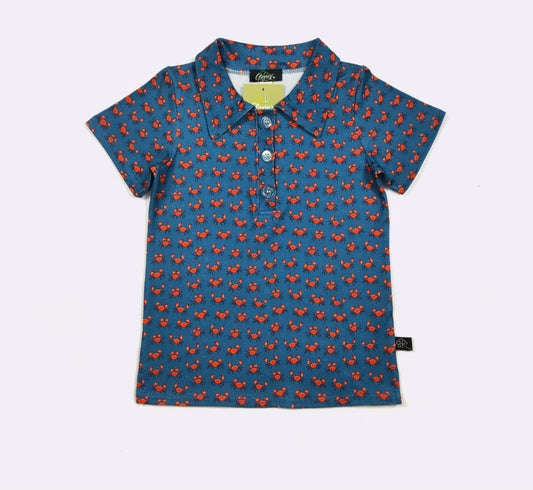 Pinchy Crab Boy Print Collared Shirt Clover Cottage