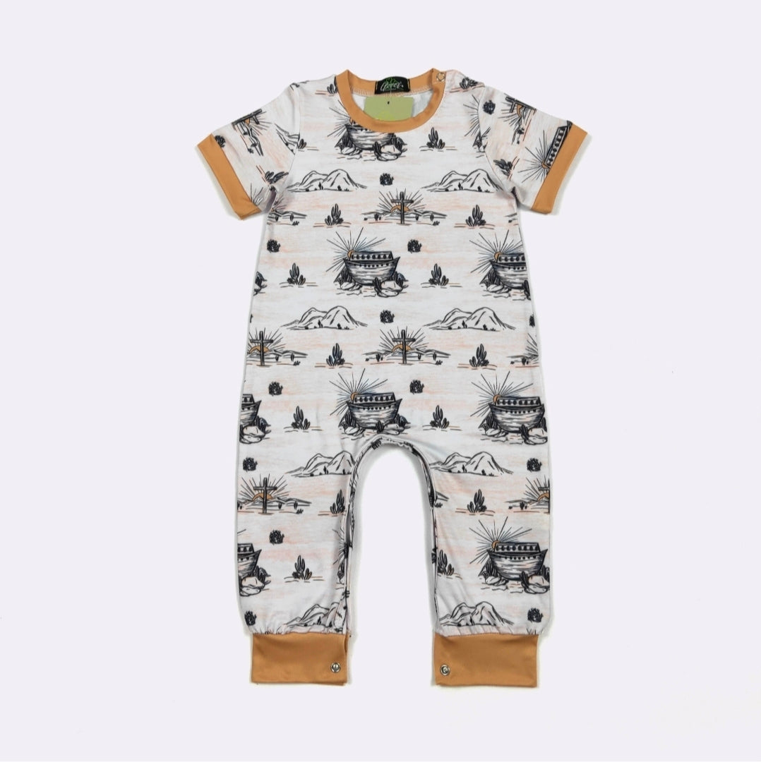 Noah Sunrise Boy Print Romper Clover Cottage