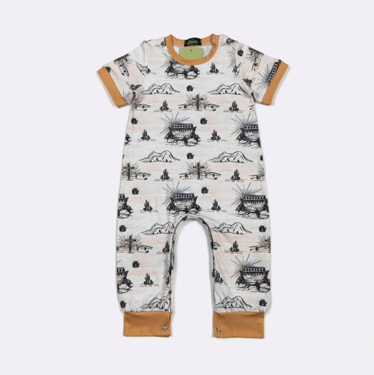 Noah Sunrise Boy Print Romper Clover Cottage