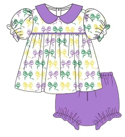 Purple Print Mardi Gras Bows Collection - ETA December Boyis
