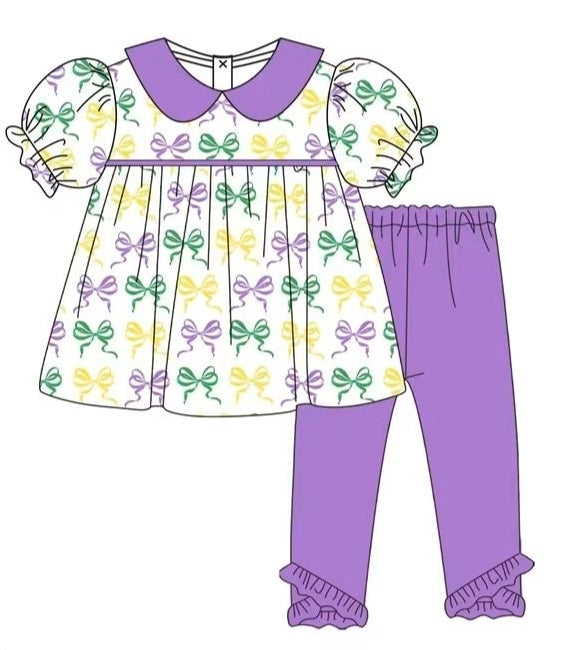Purple Print Mardi Gras Bows Collection - ETA December Boyis