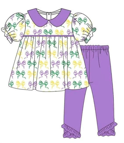 Purple Print Mardi Gras Bows Collection - ETA December Boyis