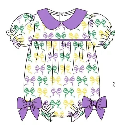Purple Print Mardi Gras Bows Collection - ETA December Boyis