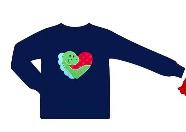 Valentine's Day Dinosaur Applique Sweatshirt Collection - ETA December Boyis