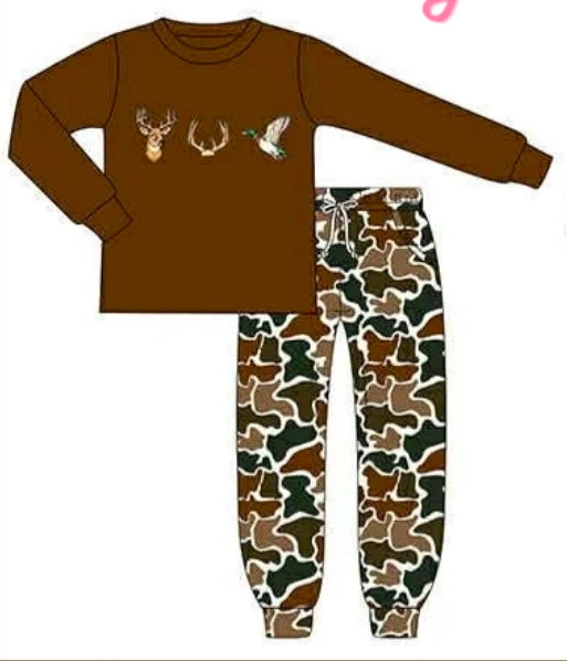 Brown Camo Deer Duck Fish Embroidery Collection - ETA January Boyis