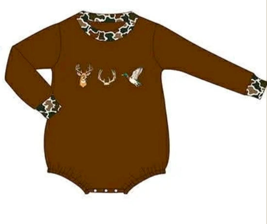 Brown Camo Deer Duck Fish Embroidery Collection - ETA January Boyis
