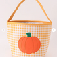 Pumpkin Applique Halloween Checkered Candy Bucket Honeydew