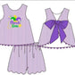 Purple Mardi Gras Seersucker Bow Back Embroidery Collection - ETA January Boyis
