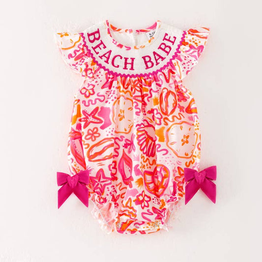 Pink Beach Babe Machine Smocked Bubble Auraquise