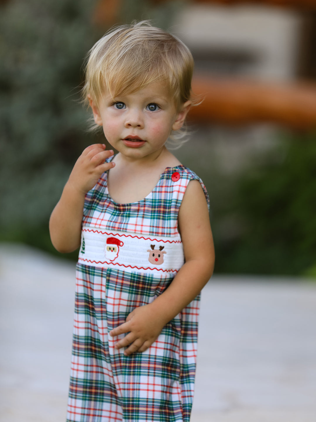 Christmas Plaid Santa Embroidered Boys Jonjon Rylee Faith
