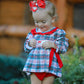 Christmas Plaid Santa Embroidered Girls Bloomer Set Rylee Faith