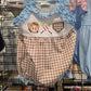 Blue Baseball Girl Romper Honeydew