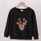 Black Reindeer Sequin Mom and Me Sweater Honeydew