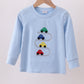 Blue Car Embroidery Boys Top Honeydew