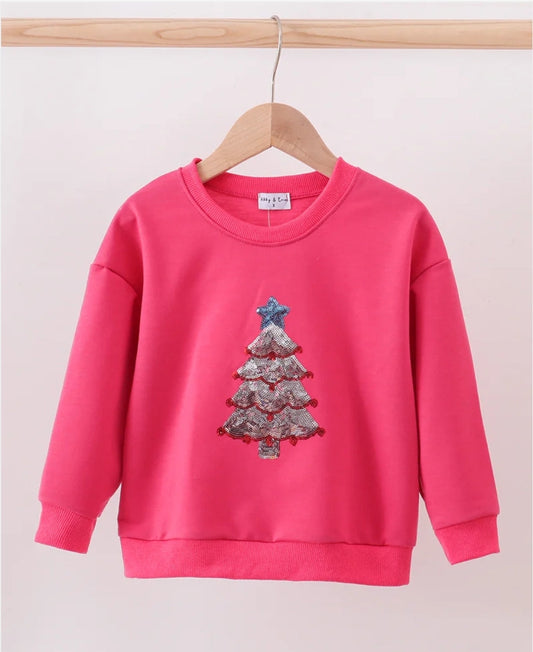 Magenta Christmas Tree Sequin Top Honeydew
