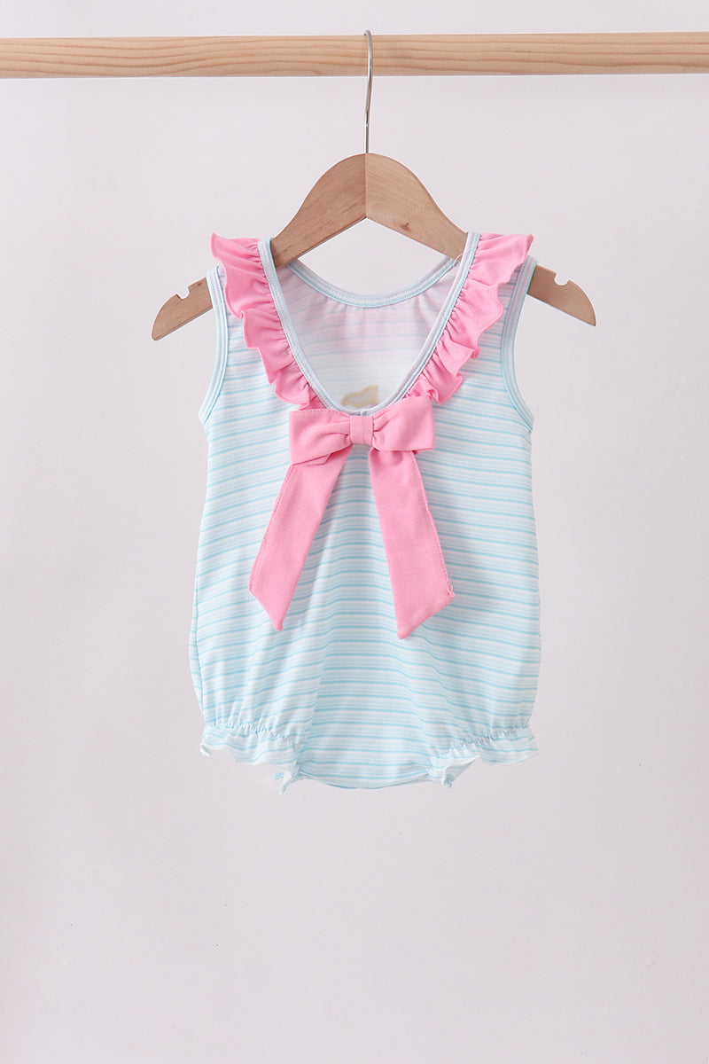 Blue Sailboat Applique Ruffle Bubble Honeydew