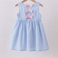 Blue Sailboat Embroidery Jacquard Dress Honeydew