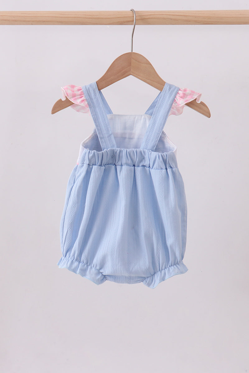 Blue Sailboat Embroidery Jacquard Ruffle Bubble Honeydew