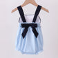 Blue Character Embroidery Gingham Bubble Honeydew