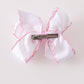 Pink Santa Claus Embroidery Crotchet Edge Alligator Clip Hair Bow Honeydew