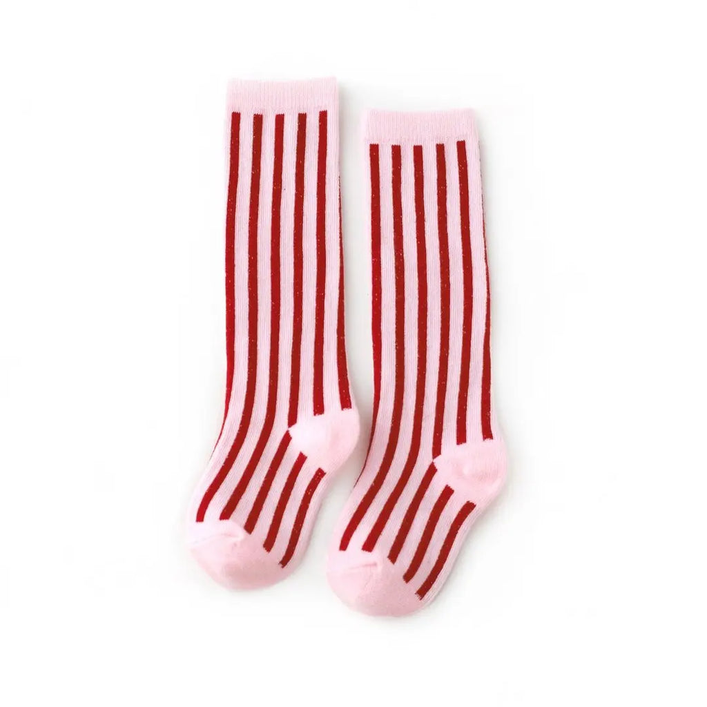 Candy Stripe Lace Top Knee High Socks by Little Stocking Co Little Stocking Co