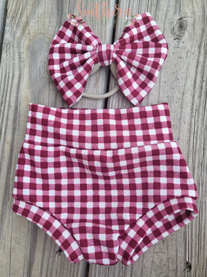 Crimson Gingham Bow Bummy Combo southernsweetpea