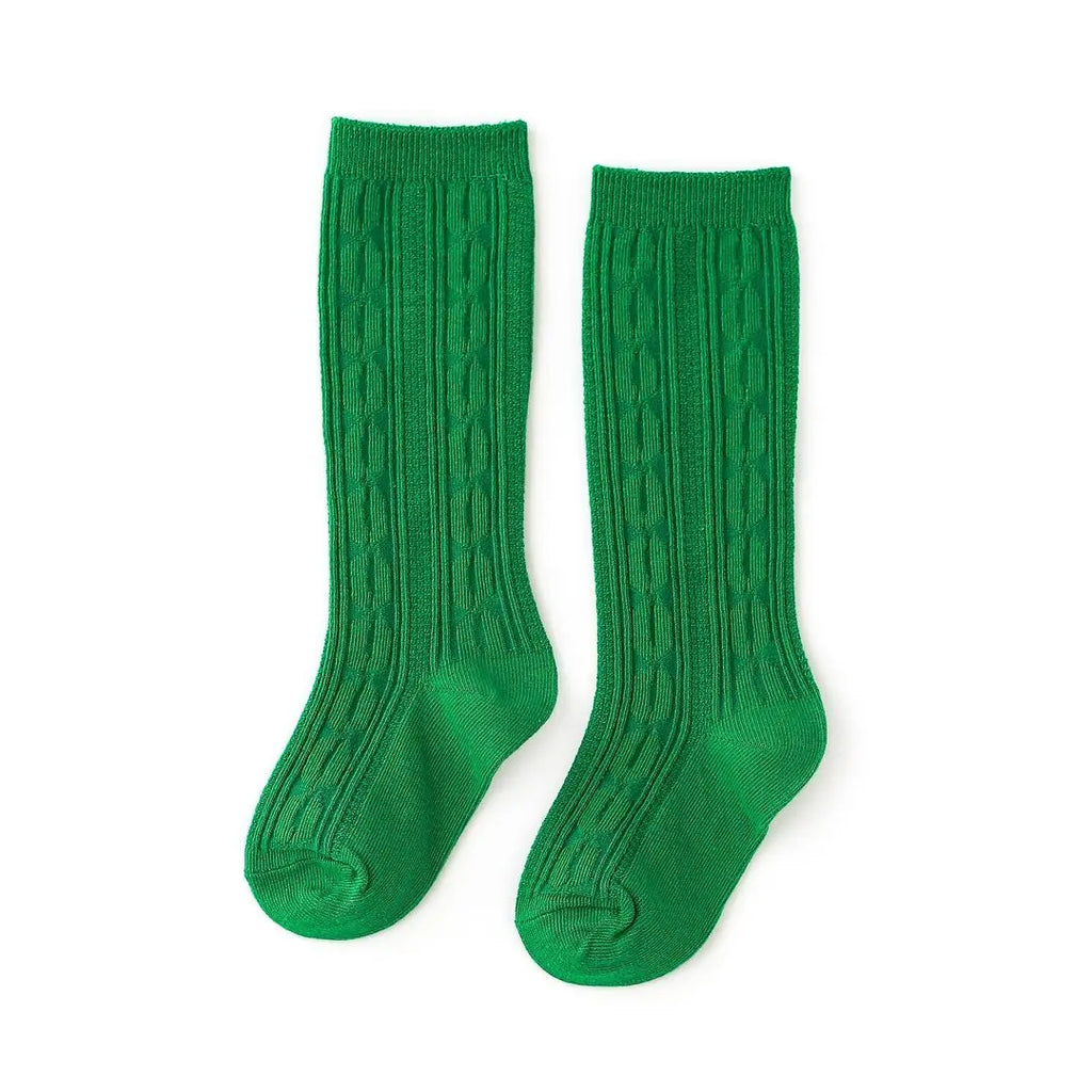 Kelly Green Cable Knit Knee High Socks by Little Stocking Co Little Stocking Co
