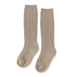 Oat Cable Knit Knee High Socks by Little Stocking Co Little Stocking Co
