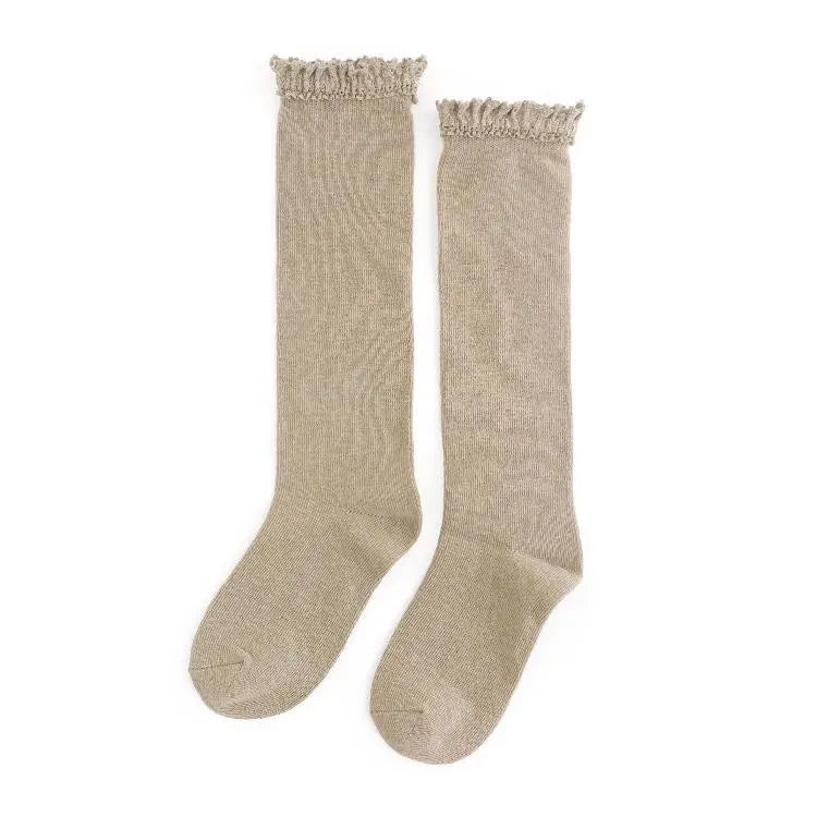 Oat Lace Top Knee High Socks by Little Stocking Co Little Stocking Co