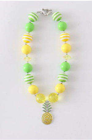 Pineapple Chunky Beads Necklace Honeydew